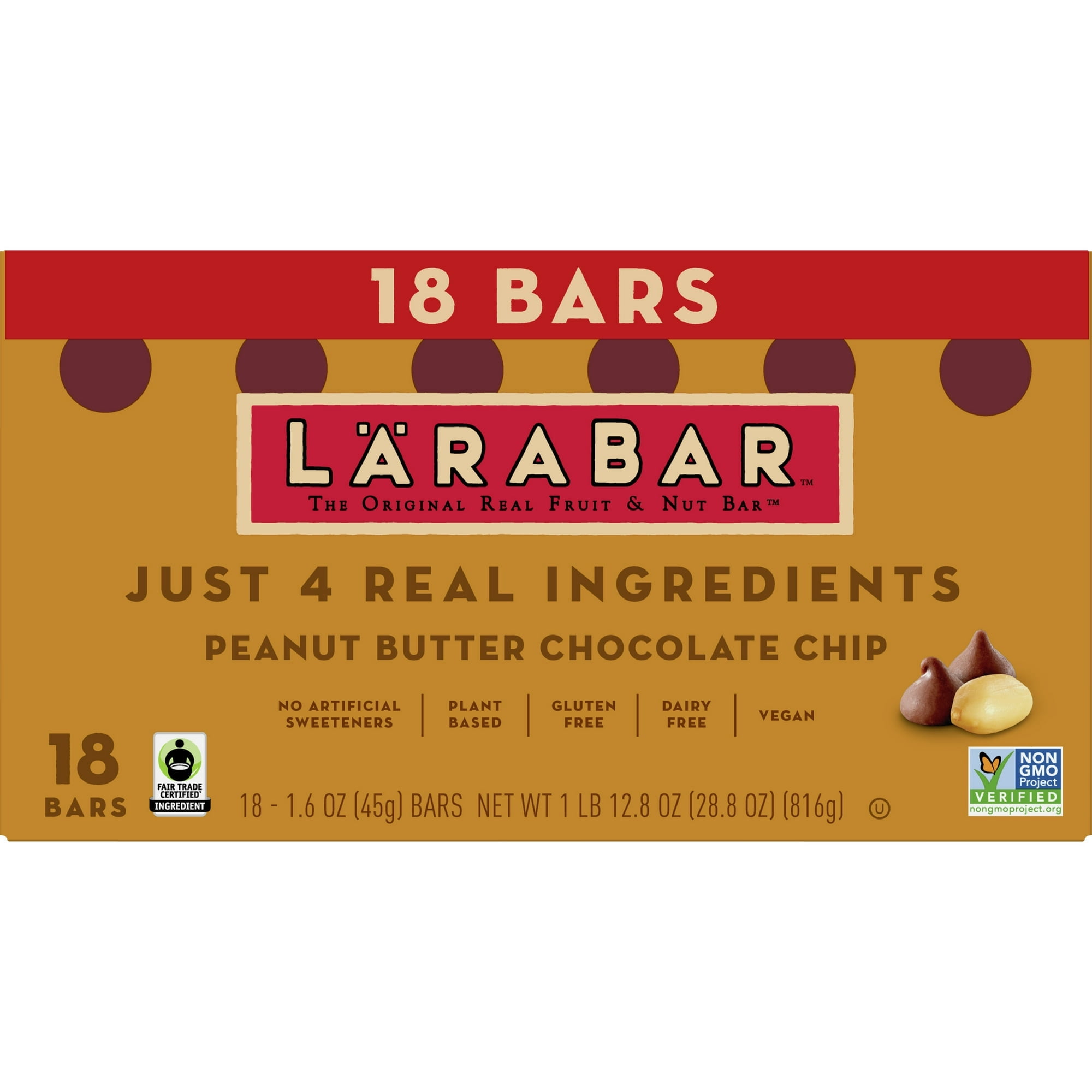 Larabar Peanut Butter Chocolate Chip, Gluten Free Fruit & Nut Bar, 18 Ct ( 3 Pack )