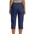 thumbnail image 4 of MLQIDK Navy Crop Capri Pants for Women Drawstring Lounge Pants Elastic Waist Knee Length Capris Dressy Casual Pedal Pushers with Pockets Navy M, 4 of 6