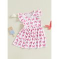 thumbnail image 5 of Txlixc Toddler Girls Flutter Sleeve Summer Dress Watermelon/Butterfly/Bow Print Round Neck A-Line Hem Dresses 6 12 18M 2 3 4 5 T, 5 of 9