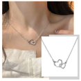 thumbnail image 2 of CILENON Gemstone Necklace Women Double Heart Love Simple Fashion Female Collar Chain Valentine'S Day Gift (Silver,One Size), 2 of 5