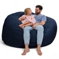 thumbnail image 1 of Ultimate Sack 6000 6-Foot Bean Bag Chair Oversized Foam Lounger, Navy Fur Cover, 1 of 6