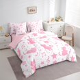 thumbnail image 4 of Manfei Kawaii Pink Kitten Bedding Comforter Set 7pcs for Kids, Cute Cartoon Cat Animal Queen Bedding Sets, Musical Note Melody Reversible Queen Sheet Sets, Lightweight Room Decor, 4 of 8