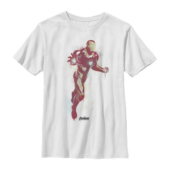 Boy's Marvel Avengers: Endgame Iron Man Spray Paint  Graphic Tee White Large