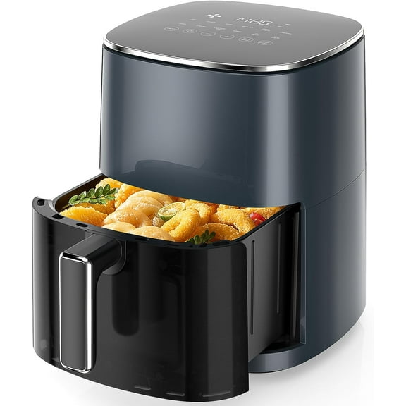 6 Qt Square Air Fryer with Visual Window, 400°F Heating, 12 Cooking Modes, Auto Shut-Off, Nonstick Basket, Charcoal