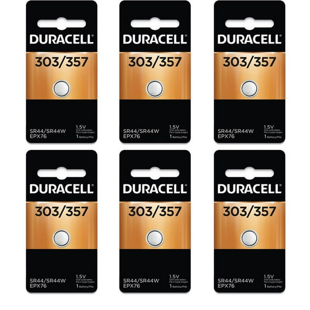 6 Pcs Duracell 357 303 Lr44 6 Px76 Sr44w Sw Ag13 Silver Oxide Battery Walmart Com Walmart Com