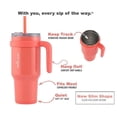thumbnail image 3 of Reduce Slim Cold1 Tumbler - Straw, Lid & Handle. Insulated Stainless Steel 40oz, Pink Coral, 3 of 15