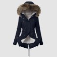 thumbnail image 2 of Winter Coats for Womens Hooded Warm Winter Overcoat with Lined, Winter Parka Jacket Thick Down Outerwear Jacket for Women Navy L, 2 of 8