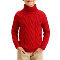 thumbnail image 2 of ZOYOEN Boy Cable Chunky Sweaters- Long Sleeve Warm Turtleneck Casual Kids Winter Clothes Red Size 6 T, 2 of 5