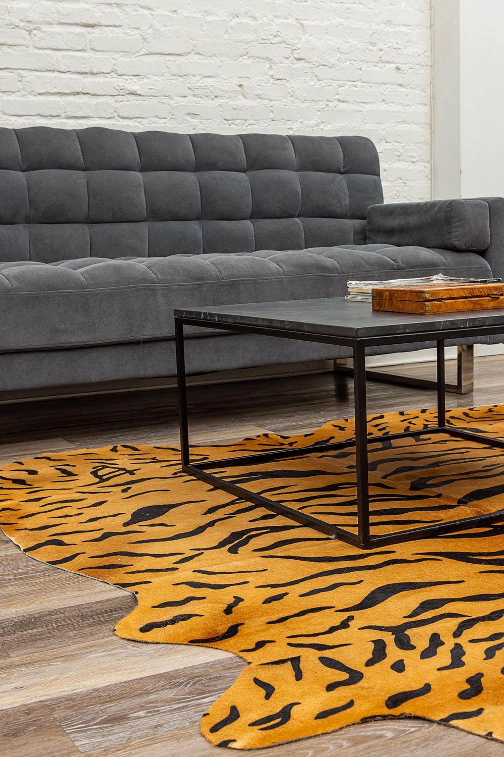 H-Natural 6'X7' Togo Animal Print Cowhide Rug