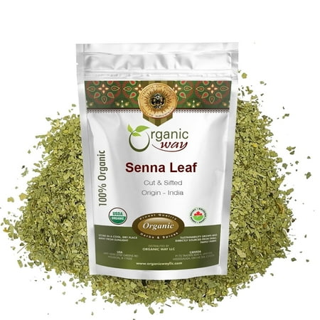 Organic Way Senna Leaf Cut & Sifted - Herbal Tea | Organic & Kosher Certified | Raw, Vegan, Non GMO & Gluten Free | USDA Certified | Origin - India (1/2 lbs / 8 oz)