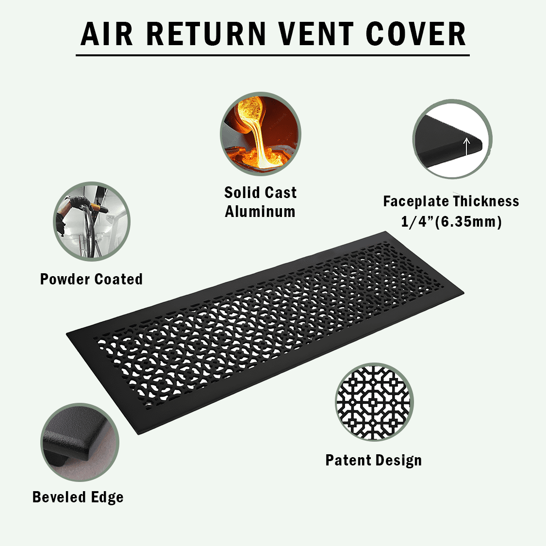 Achtek AIR RETURN 16"x24" Duct Opening (Overall Size 18"x26") | Heavy Cast Aluminum Air Grille HVAC Duct || Powder Coated