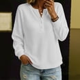 thumbnail image 3 of Perfectbot Women's Waffle Knit Henley Sweatshirt, Relaxed Fit Drop Shoulder Long Sleeve Ribbed Cuffs Top, 3 of 8