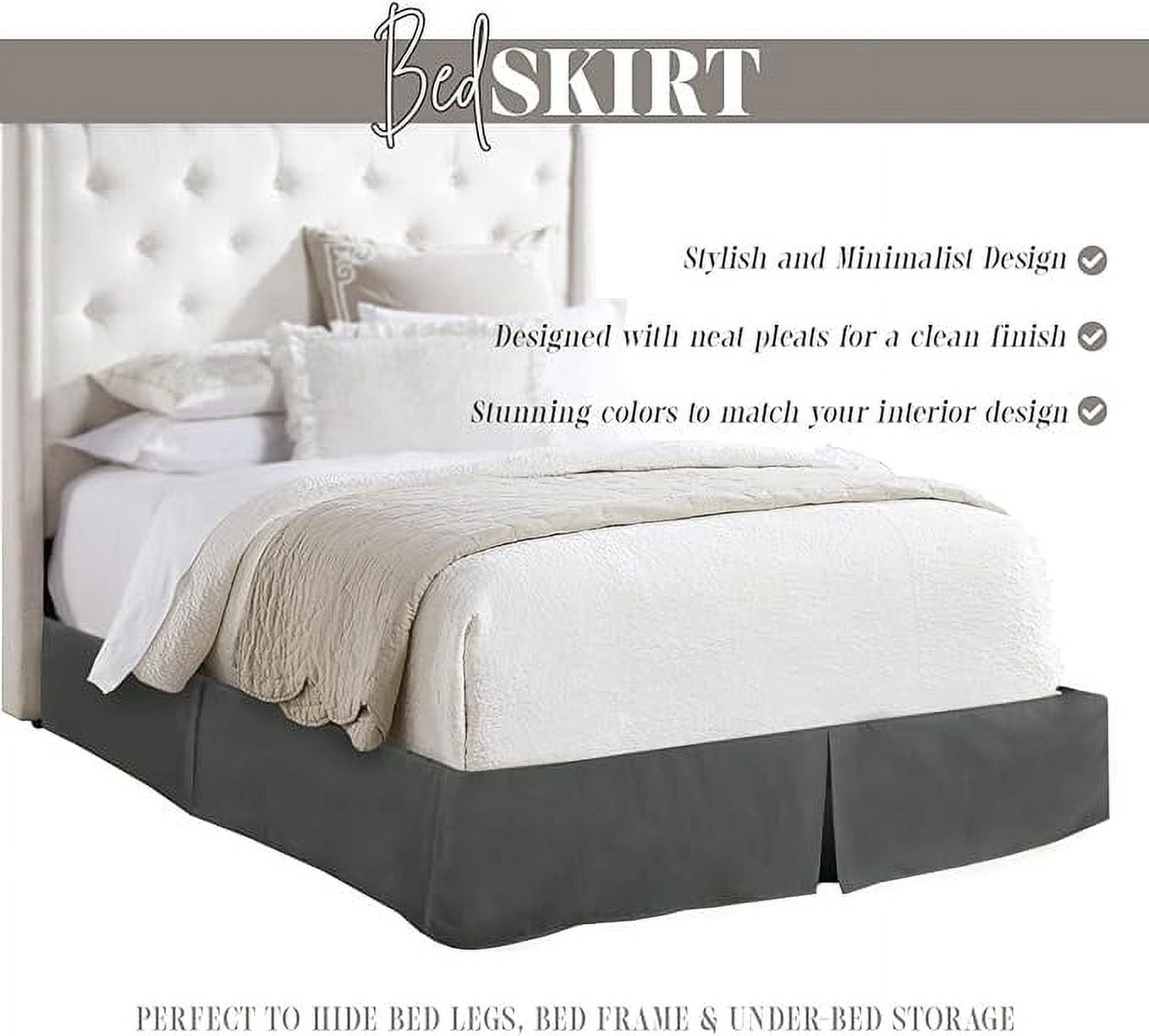 Elegant Comfort 1-Piece Solid Bed Skirt, 1500 Thread Count, Minimalist Design, Easy Care, Wrinkle and Stain Resistant , Twin, Stormy Gray