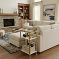 thumbnail image 3 of ZEXVIDA Side Table for Small Spaces, 3 Tier End Table with Metal Tabletop Tray Storage Shelf, Small Narrow Thin End Table Bedside Table,Nightstand for Hallway,Living Room,Bedroom (White & Gold), 3 of 10