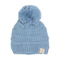 thumbnail image 2 of Gravity Threads  Kids Warm Cable Knit Thick Soft Beanie w/ Pom - Denim, 2 of 2