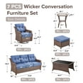 thumbnail image 5 of Bellefurn Outdoor Patio Furniture Set with 6 inch Thick Cushion and Swivel Rocker Chairs,Wicker Sofa,Coffee Table and Ottomans,7Pcs Outdoor Conversation Set for Porch,Deck,Yard, 5 of 13