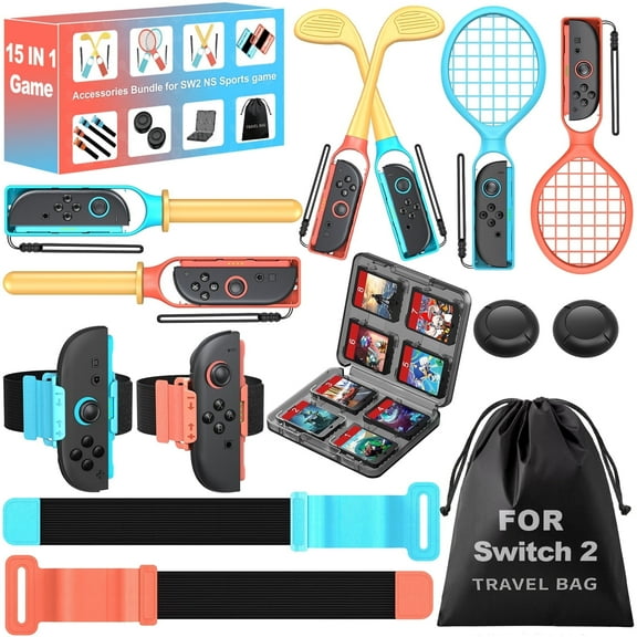 Beboncool 15-in-1 Motion Sports Accessory Set for Nintendo Switch 2 - Golf/Tennis/Sword, SA10