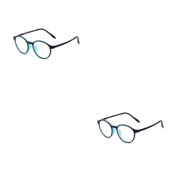 Guardurnaity TR90, anteojos lisos ligeros, montura redonda, Unisex, espejo Flexible, pierna, estudiantes, gafas de moda para lectura cian negro 2piezas