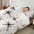 thumbnail image 4 of Castle Fairy Mid Century Atomic Pattern Queen Sheets 4 Pieces,Vintage Circle Accent Queen Sheet Sets,Taupe Beige Cream,1 Flat Sheet, 1 Fitted Sheet and 2 Pillowcases, 4 of 7