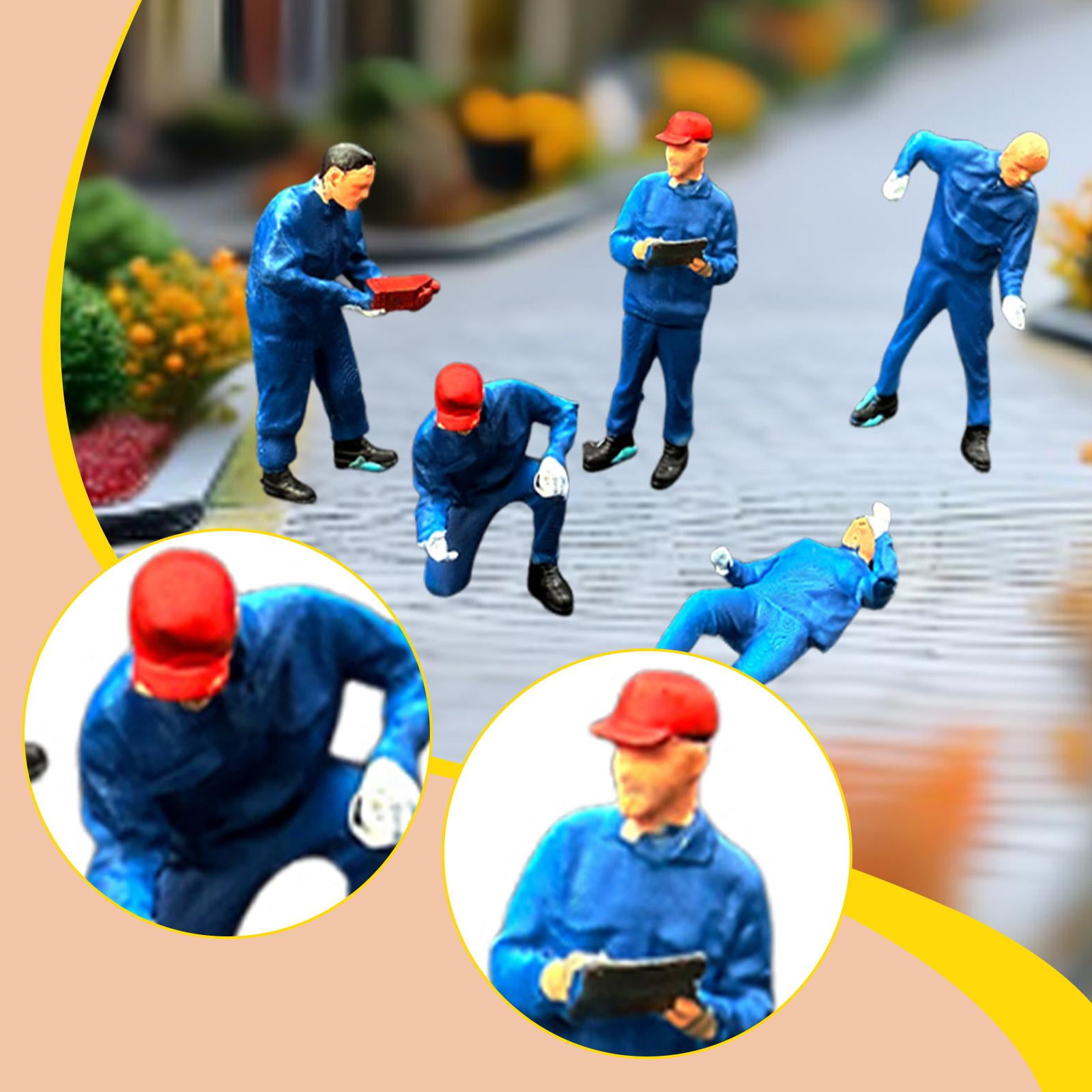5 Pieces Miniature People Figures 1:64 Scale Diorama Collectible Resin Material for Model Enthusiasts and DIY Projects