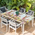 thumbnail image 2 of Easter Bunny Eggs Table Cloths for 4 Foot Rectangle Tables, Spring Tulips Farm House Rabbits Blue Plaid Patio Waterproof Elastic Fitted Tablecloths, Washable Rectangular Table Cover for Camping, 2 of 8