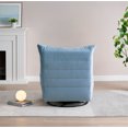 thumbnail image 6 of Velvet Lazy Chair, 360° Swivel Accent Lounge with Ottoman and Side Pocket, Leisure Upholstered Sofa Chair Reading Chair for Living Room Bedroom Home, Lake Blue, 6 of 9