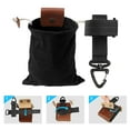 thumbnail image 5 of Foldable Drawstring Bag Pouch with Drawstring & Buckle Belt Leather Tool for Camping Treasures Beachcombing Mushroom Hike , Black, 5 of 9
