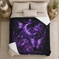 thumbnail image 5 of Purple Butterfly Crystal Crescent Moon and Peony Art, Soft Flannel Blanket, Home Decor for Fantasy Lovers, Bedroom and Reading Nook, Birthday Gift, Dark Floral Pattern, 5 of 9
