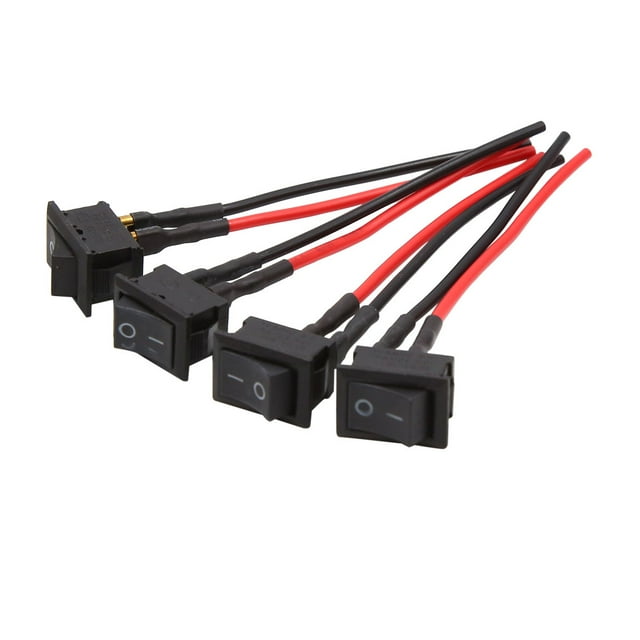 4Pcs 12V-24VDC Vehículo Interruptor Basculante Rectangular Cableado Bloqueo On-Off SPST
