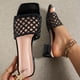 thumbnail image 2 of Mujeres de Moda Casual Vestible Ropa Exterior Versátil Color Sólido Hueco-Fuera Tejido Zapatillas de Tacón Medio, 2 of 9