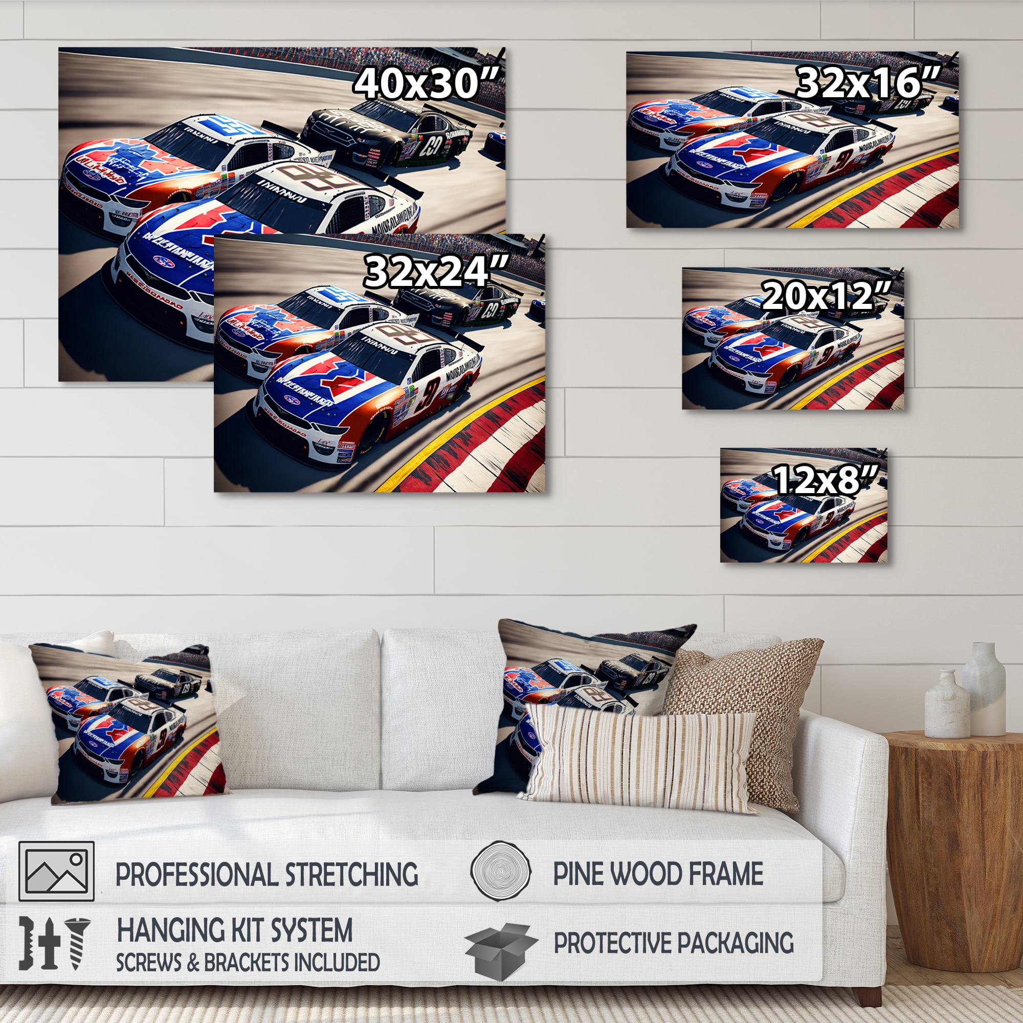 Designart Stock Car Racing Last Lap VII Canvas Wall Art