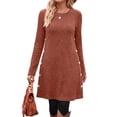 thumbnail image 3 of Fantaslook Long Sleeve Womens Dresses Crew Neck Buttons Tunic Sweater Dress with Pockets, 3 of 11