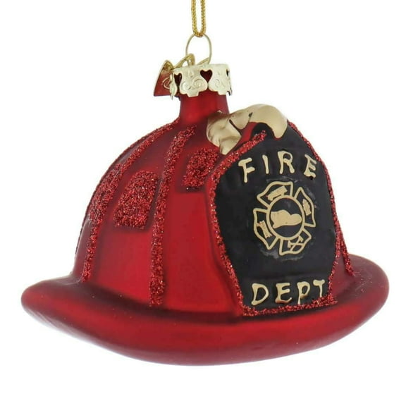 Kurt Adler Noble Gems 3-Inch Firefighter Helmet Glass Christmas Ornament – Hanging Holiday Décor