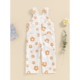 thumbnail image 4 of Suealasg Toddler Baby Girl Overalls Jumpsuit Sleeveless Floral Print One Piece Romper Suspender Pants 1T 2T 3T 4T Kids Girls Cute Clothes, 4 of 9