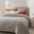 thumbnail image 5 of EVERGRACE Luxury Velvet Quilt Queen Size, Ultra Soft Wave Crushed Velvet Bedding Set, Lightweight Quilted Comforter Set for All Season, Oversized Bedspread Coverlet with 2 Shams, Silver Gray, 5 of 8