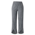 thumbnail image 3 of Women's Solid Color Corduroy Pants, Elastic Waist Straight Leg Trousers, Casual Pull On High Waisted Fall Winter Slacks with Pockets for Daily Wear Grey XXL, 3 of 3