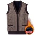 thumbnail image 2 of Bixock Casual Tops for Men,Fleece Vests for Mens,Tops for Men Knit Thermal V Neck Cardigan Vest Outerwear Casual Sleeveless Button Front Warm Tops, 2 of 3