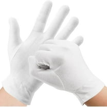 12 Pair White Cotton Moisturizing Gloves Overnight Bedtime, Soft Eczema Gloves, Lotion Gloves for Dry Hands, Thick Washable Skin Spa Therapy Gloves with Wristband for Men and Women