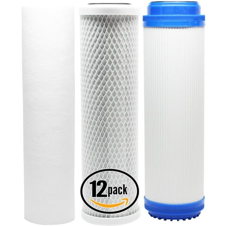 

12-Pack Replacement Filter Kit for Liquagen liqua 613 RO System - Includes Carbon Block Filter PP Sediment Filter & GAC Filter - Denali Pure Brand