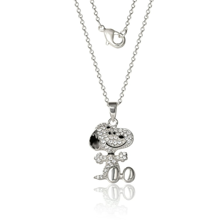Peanuts Snoopy Silver Plated 3D Pave Pendent, 18'' Chain - Walmart.com