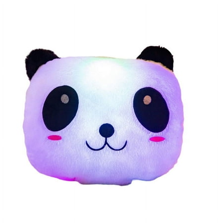 KLZO Glowing Panda Pillow Plush Toy - Night Light Doll in Purple