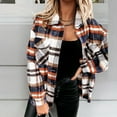 thumbnail image 4 of yoeyez Flannel Shacket Jacket Coat for Women Plaid Shirts Flannel Lapel Button Down Shacket Outerwear Coats Casual Tops, 4 of 6