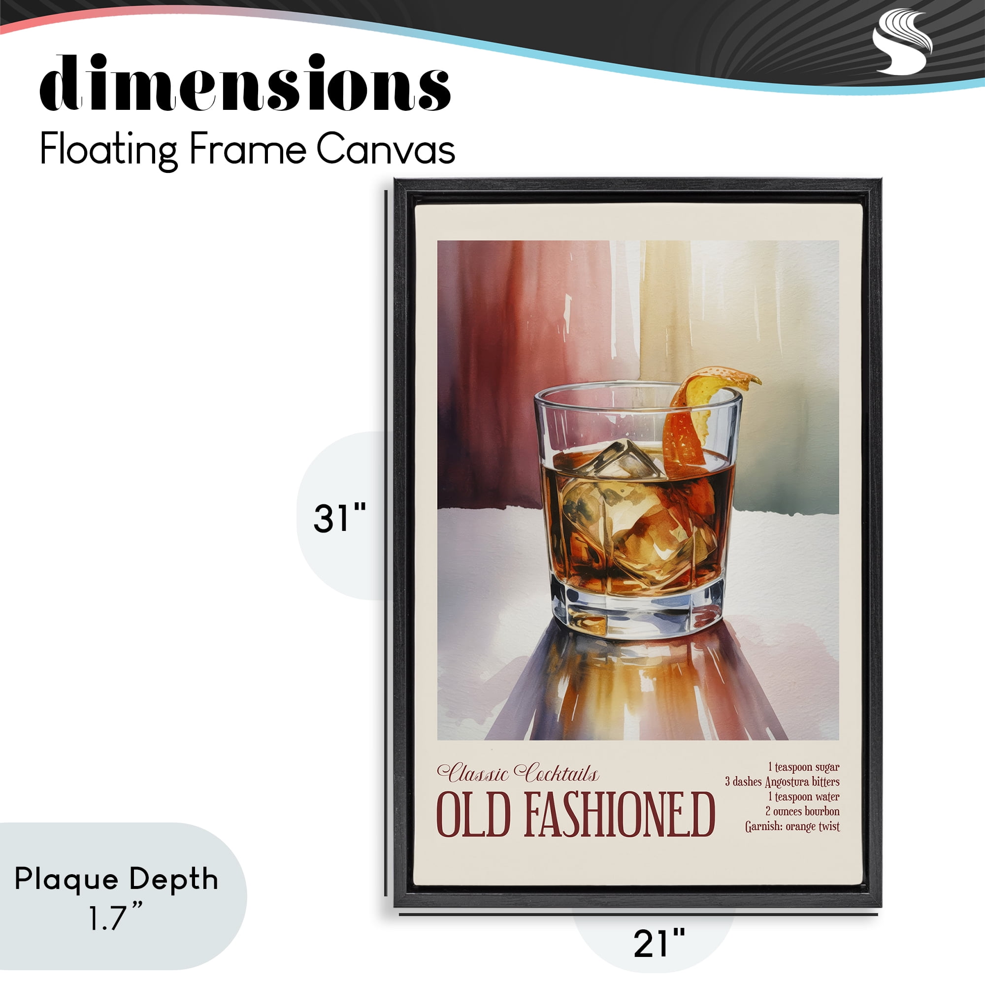 Stupell Industries Old Fashioned on Surface Black Framed Floater Canvas Wall Art, design by Andreas Magnusson