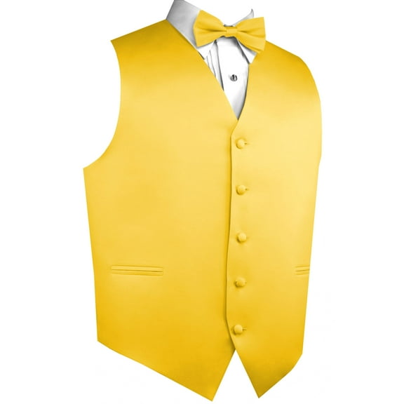 "BEST TUXEDO" Men's Formal, Wedding, Prom, Homecoming, Tuxedo Vest, Bow-tie - Yellow