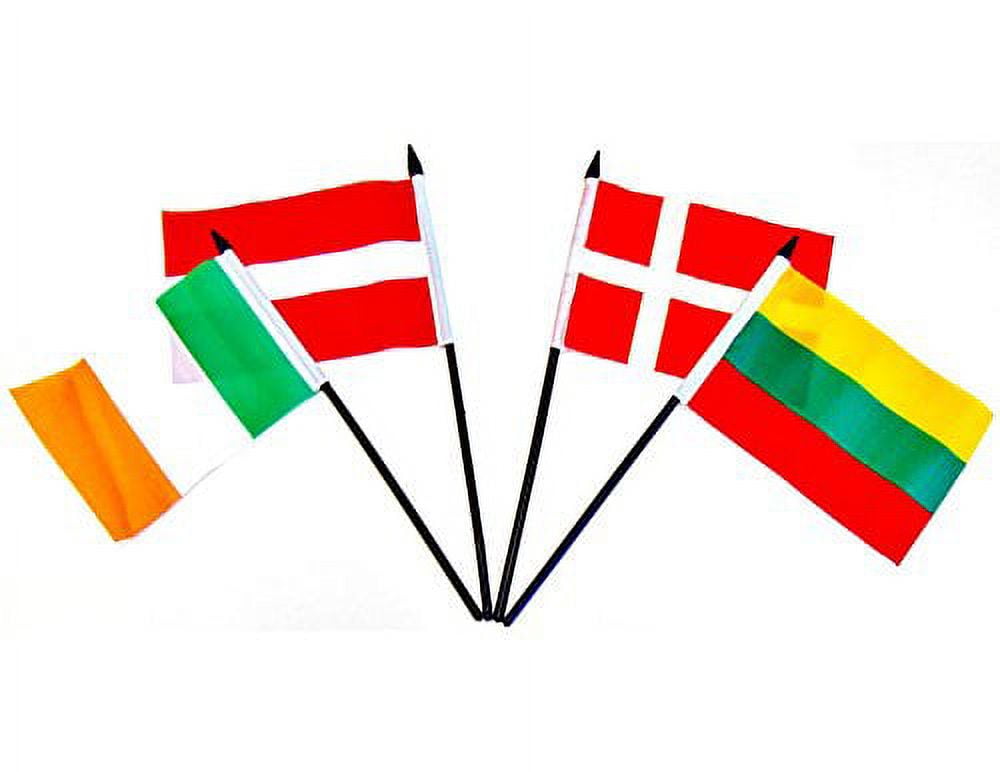 EUROPEAN UNION (EU) WORLD FLAG SET with BASES--28 Polyester 4"x6" Flags, One Flag for Each Country in the European Union (EU), 4x6 Miniature Desk & Table Flags, Small Mini Stick Flags