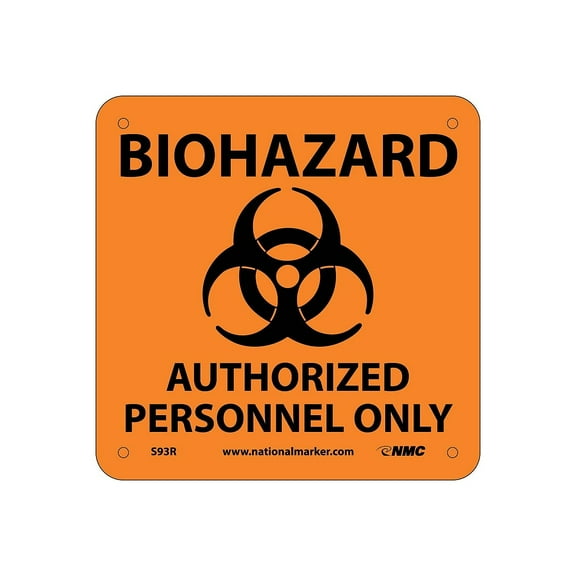 National Marker Biohazard Authorized Personnel Only (W/ Graphic) 7X7 Rigid Plastic Caution Sign S93R