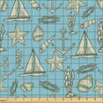 thumbnail image 2 of Ambesonne Sailboat Fabric by the Yard Upholstery, Starfish and Seaweed, 1 Yard, Sky Blue and Coconut, 2 of 5