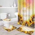 thumbnail image 3 of FMSHPON Sunflower 4 Piece Bathroom Set Shower Curtain Bath Rug Contour Mat and Toilet Lid Cover, 3 of 7
