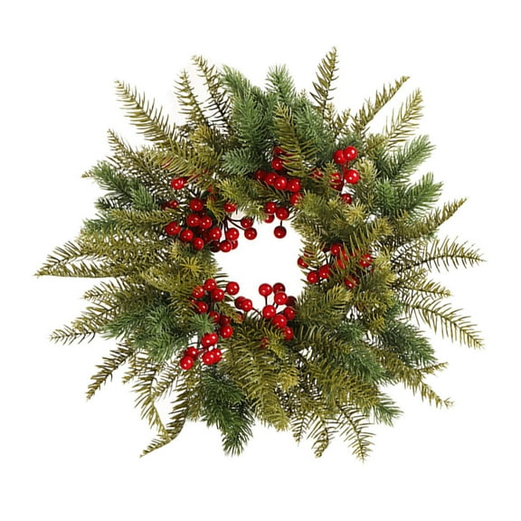 HIAKDOFT 1Pc Holiday Wreath Red Berry Picks Christmas Accessories Round Shape for Home Party Decorations 40x15.7in