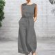 thumbnail image 1 of Mamelucos Sin Mangas Mamelucos sin mangas para mujer Monos de algodón de verano informales en general para mujer (gris M) Kuymtek para Mujer Gris T M, 1 of 7